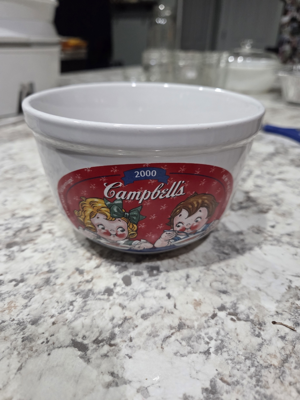 Campbell's 2000 Retro Ceramic Bowl - Red and White Vintage Cottagecore